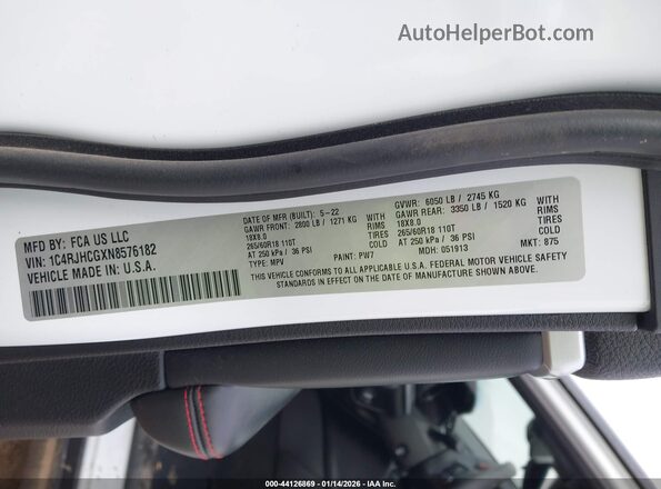 1C4RJHCGXN8576182 2022 JEEP GRAND CHEROKEE Белый Вид подкапотного пространства