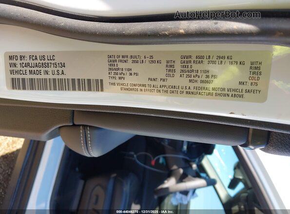 1C4RJJAG8S8715134 2025 JEEP GRAND CHEROKEE L Белый Вид подкапотного пространства