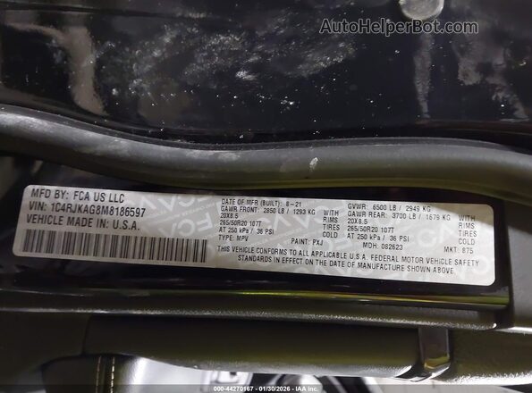 1C4RJKAG8M8186597 2021 JEEP GRAND CHEROKEE L Черный Вид подкапотного пространства