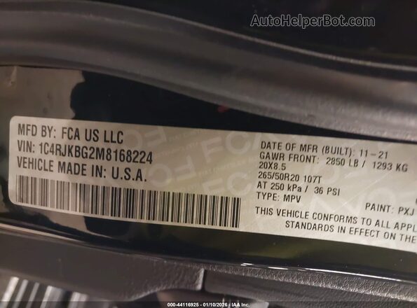 1C4RJKBG2M8168224 2021 JEEP GRAND CHEROKEE L Black Widok komory silnika