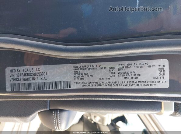 1C4RJKBG2R8553001 2024 JEEP GRAND CHEROKEE L Серый Вид подкапотного пространства