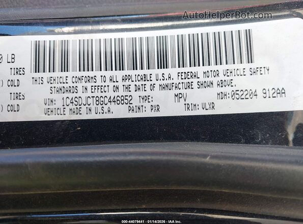 1C4SDJCT8GC446852 2016 DODGE DURANGO Black Widok komory silnika