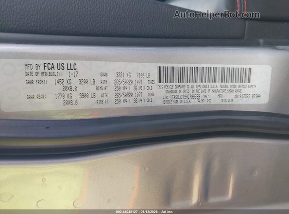 1C4SDJCT9HC799599 2017 DODGE DURANGO Серый Вид подкапотного пространства