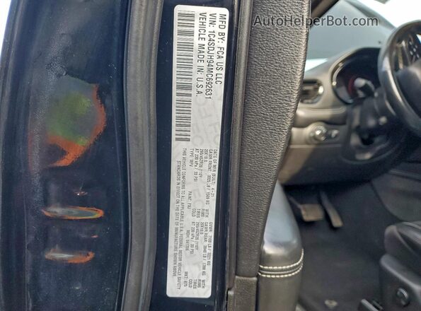 1C4SDJH94MC692631 2021 DODGE DURANGO Black Vista de la etiqueta del VIN