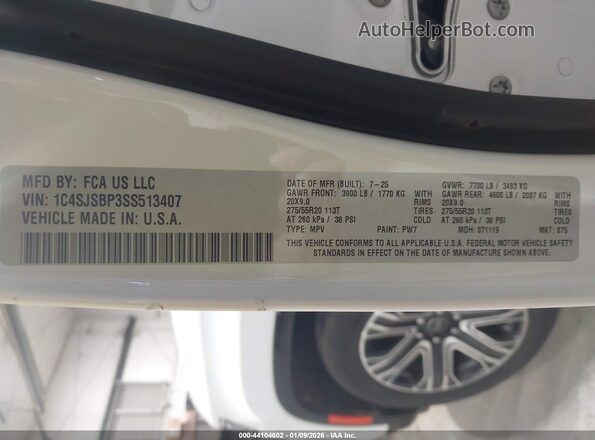 1C4SJSBP3SS513407 2025 JEEP WAGONEER L Белый Вид подкапотного пространства