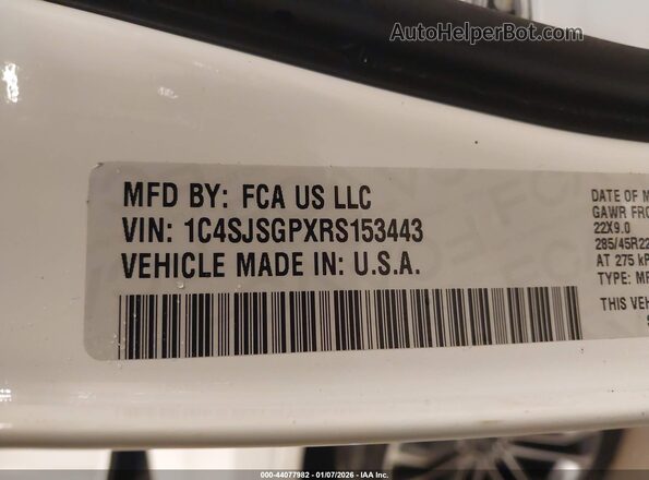 1C4SJSGPXRS153443 2024 JEEP GRAND WAGONEER L White Вид підкапотного простору