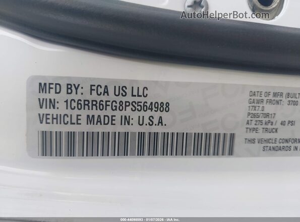1C6RR6FG8PS564988 2023 RAM 1500 CLASSIC Белый Вид подкапотного пространства
