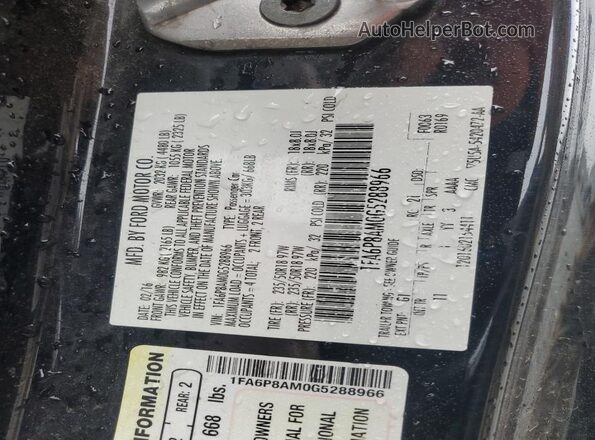 1FA6P8AM0G5288966 2016 FORD MUSTANG Black Вид наклейки з VIN-кодом