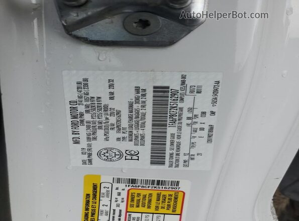 1FA6P8CF2K5162907 2019 FORD MUSTANG Белый Вид подкапотного пространства