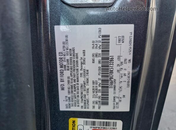 1FA6P8CF8K5132861 2019 FORD MUSTANG Черный Вид подкапотного пространства