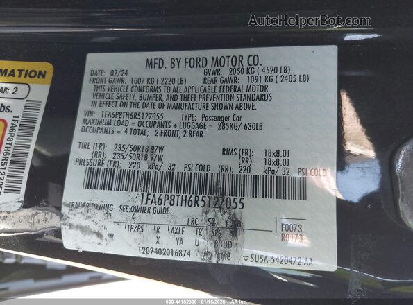 1FA6P8TH6R5127055 2024 FORD MUSTANG Черный Вид подкапотного пространства