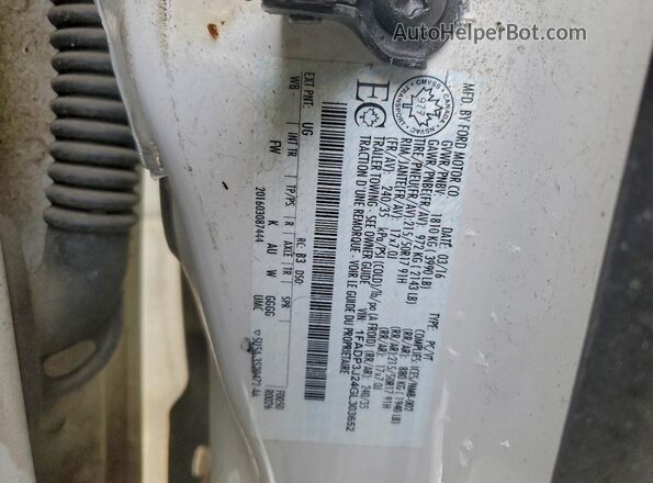 1FADP3J24GL303652 2016 FORD FOCUS White VIN sticker view