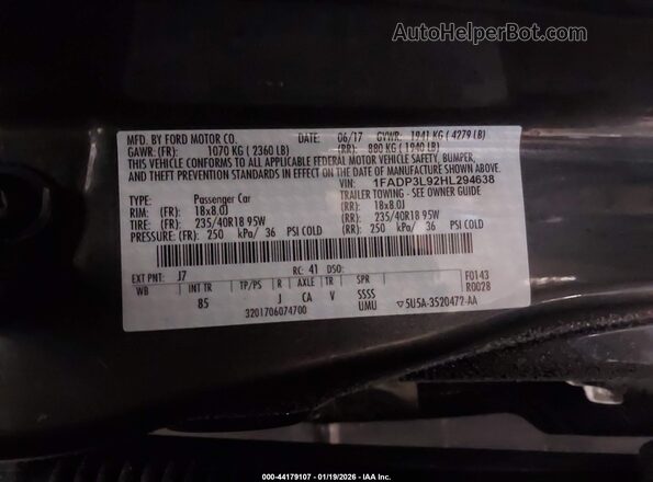 1FADP3L92HL294638 2017 FORD FOCUS ST Серый Вид подкапотного пространства