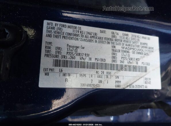 1FADP5CU0GL117035 2016 FORD C-MAX ENERGI Синий Вид подкапотного пространства