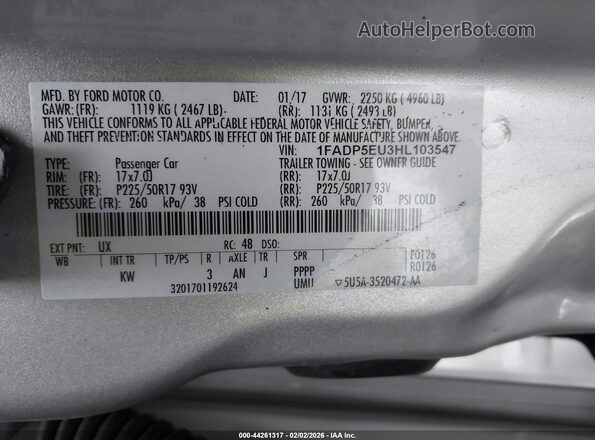 1FADP5EU3HL103547 2017 FORD C-MAX ENERGI Серебряный Вид подкапотного пространства