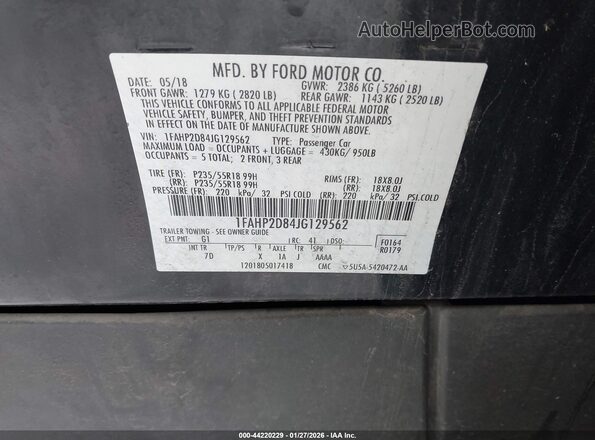 1FAHP2D84JG129562 2018 FORD TAURUS Черный Вид подкапотного пространства