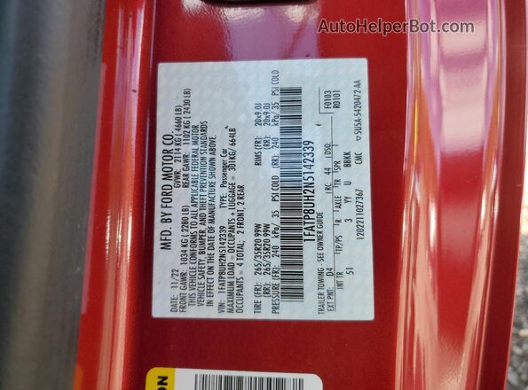 1FATP8UH2N5142339 2022 FORD MUSTANG Red Vista del compartimento del motor