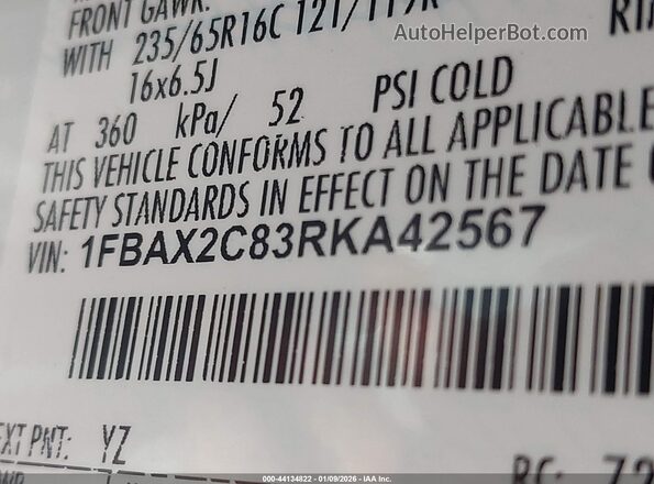 1FBAX2C83RKA42567 2024 FORD PASSENGER Белый Вид подкапотного пространства