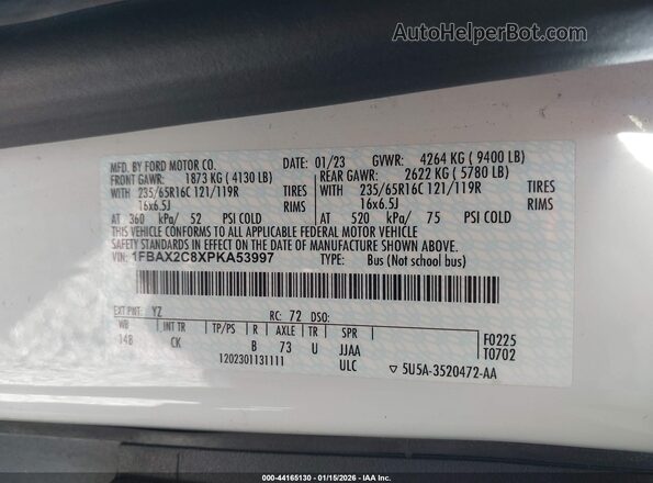 1FBAX2C8XPKA53997 2023 FORD PASSENGER White Вид підкапотного простору
