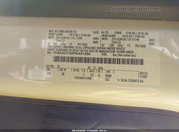 1FBAX2YG0PKA91206 2023 FORD PASSENGER White Շարժիչի բաժամունքի տեսք
