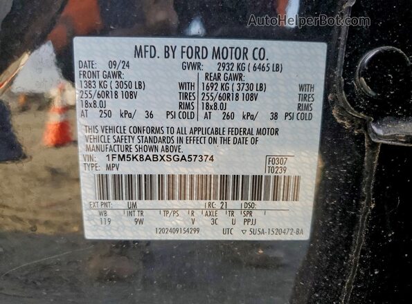 1FM5K8ABXSGA57374 2025 FORD FORD EXPLORER Черный Вид подкапотного пространства