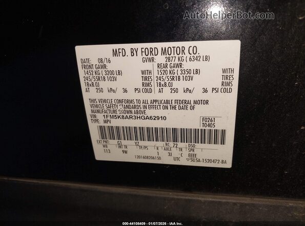 1FM5K8AR3HGA62910 2017 FORD UTILITY POLICE INTERCEPTOR Black Widok komory silnika