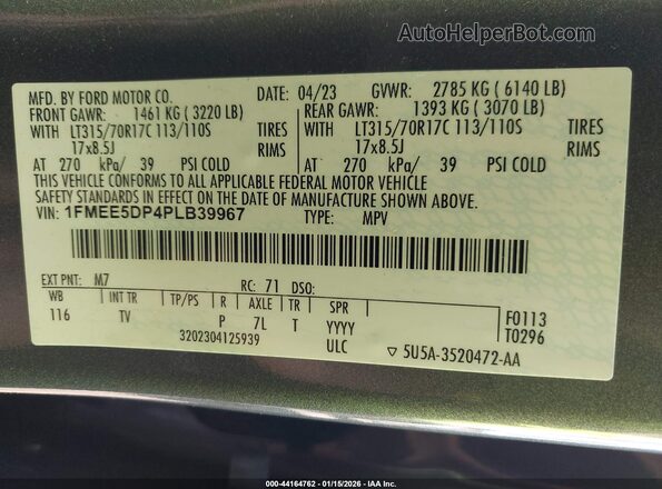 1FMEE5DP4PLB39967 2023 FORD BRONCO Gray Vista del compartimento del motor