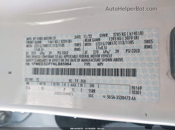 1FMEE5DP7NLB85984 2022 FORD BRONCO Белый Вид подкапотного пространства