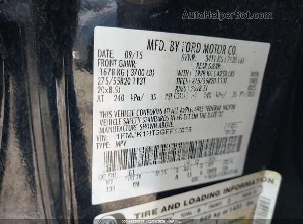 1FMJK1HT3GEF12685 2016 FORD EXPEDITION EL Черный Вид подкапотного пространства