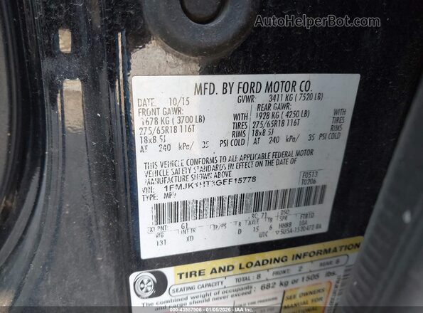 1FMJK1HT3GEF15778 2016 FORD EXPEDITION EL Black Widok komory silnika