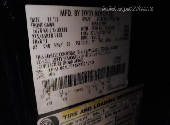 1FMJK1JT1GEF21203 2016 FORD EXPEDITION Черный Вид подкапотного пространства