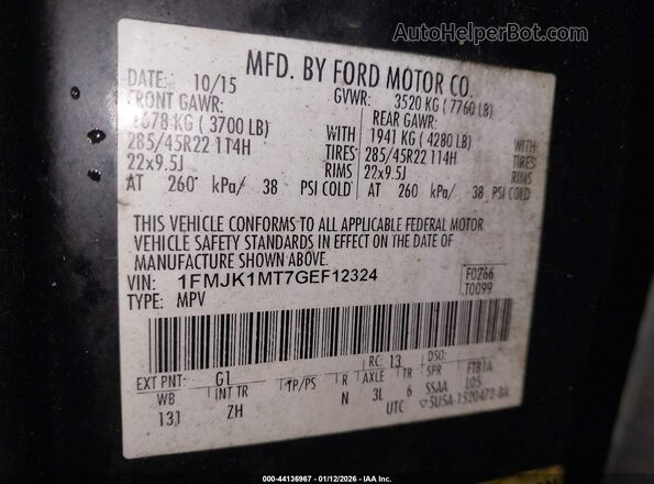 1FMJK1MT7GEF12324 2016 FORD EXPEDITION EL Черный Вид подкапотного пространства