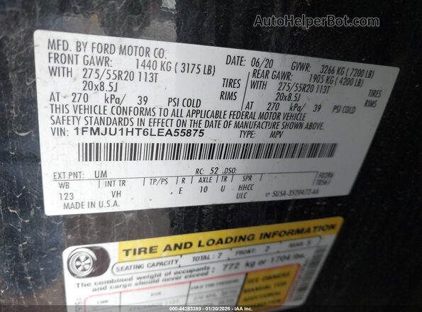 1FMJU1HT6LEA55875 2020 FORD EXPEDITION Черный Вид подкапотного пространства