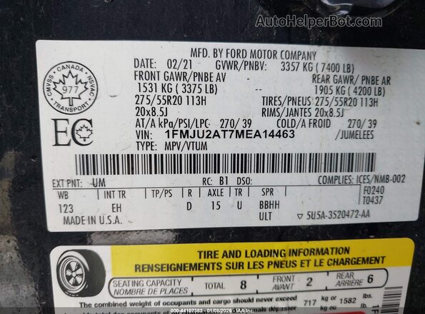 1FMJU2AT7MEA14463 2021 FORD EXPEDITION Black Engine compartment view
