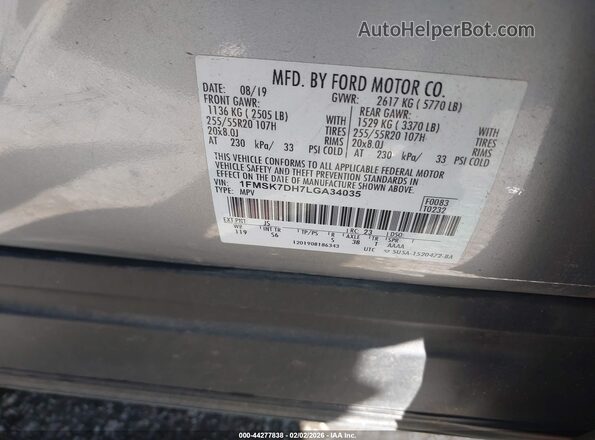 1FMSK7DH7LGA34035 2020 FORD FORD EXPLORER Silver Engine compartment view