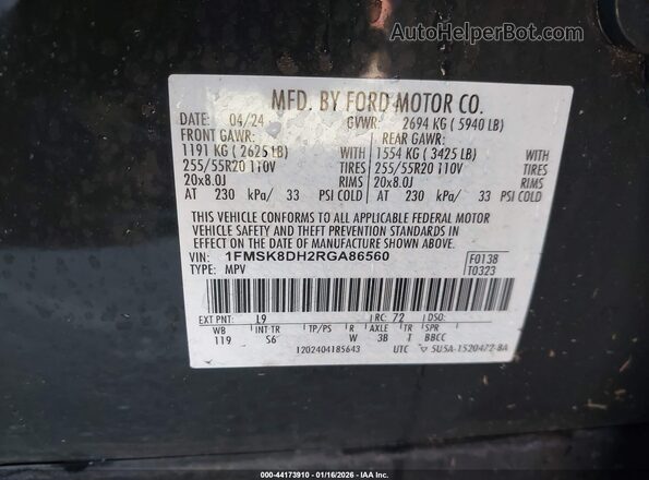 1FMSK8DH2RGA86560 2024 FORD FORD EXPLORER Green Widok komory silnika