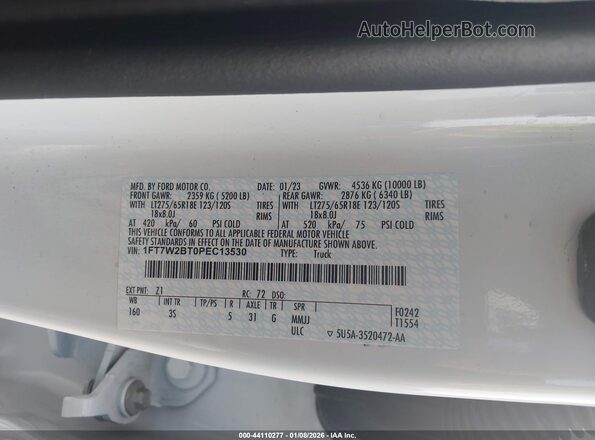 1FT7W2BT0PEC13530 2023 FORD F-250 White Widok komory silnika