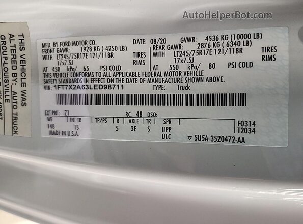 1FT7X2A63LED98711 2020 FORD F-250  Vista frontal