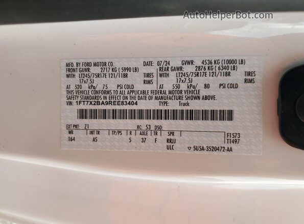 1FT7X2BA9REE83404 2024 FORD F-250 Белый Вид подкапотного пространства