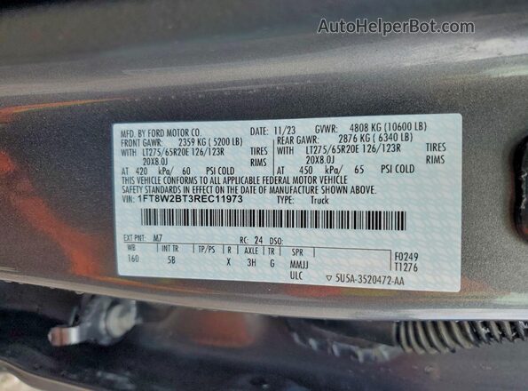 1FT8W2BT3REC11973 2024 FORD F250 Серый Вид подкапотного пространства