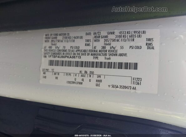 1FTBF4U86PKA08715 2023 FORD TRANSIT-350 Белый Вид подкапотного пространства
