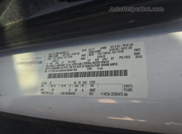 1FTBF4XM5HKB09108 2017 FORD TRANSIT-350  Вид щитка приборов