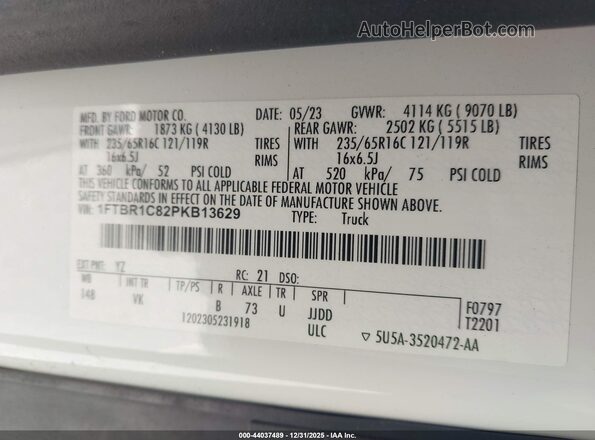 1FTBR1C82PKB13629 2023 FORD TRANSIT-250 White Widok komory silnika