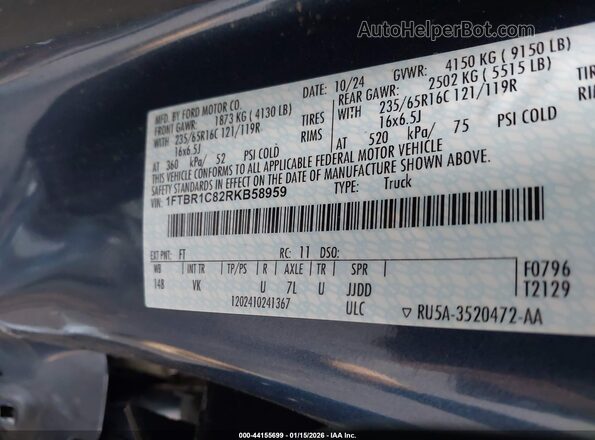 1FTBR1C82RKB58959 2024 FORD TRANSIT-250 Синий Вид подкапотного пространства