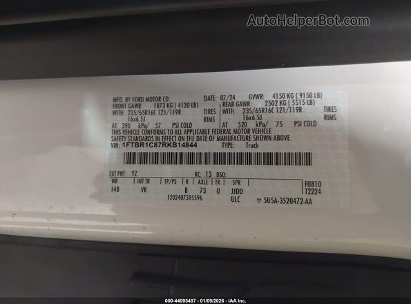 1FTBR1C87RKB14844 2024 FORD TRANSIT-250 Белый Вид подкапотного пространства