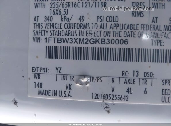 1FTBW3XM2GKB30006 2016 FORD TRANSIT-350 Белый Вид подкапотного пространства