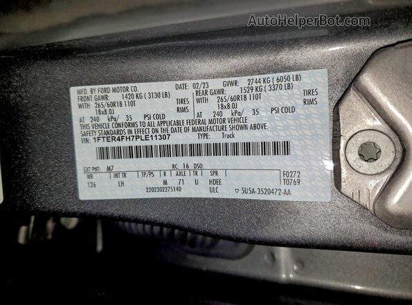1FTER4FH7PLE11307 2023 FORD RANG Gray Вид підкапотного простору