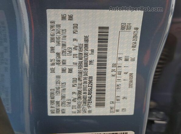 1FTER4LR0SLE29038 2025 FORD RANG Синий Вид наклейки с VIN-кодом
