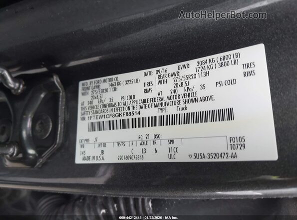 1FTEW1CF8GKF88514 2016 FORD F150 Серый Вид подкапотного пространства