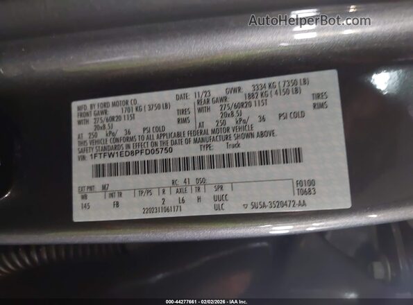 1FTFW1ED8PFD05750 2023 FORD F150 Gray Engine compartment view